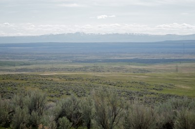 Looking South across the Snake River plain to the Owyhee Range.